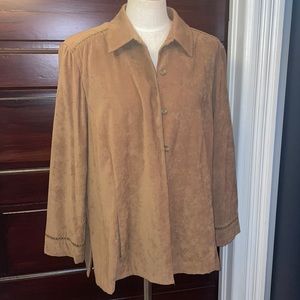 Norton McNaughton Tan Suede Button-Front Blazer Jacket